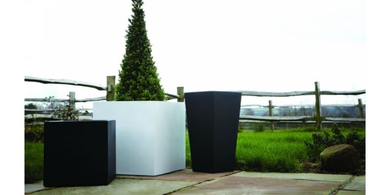Fibrestone Contemporary Box Planter (75 x 75 x 75cm, Grey)